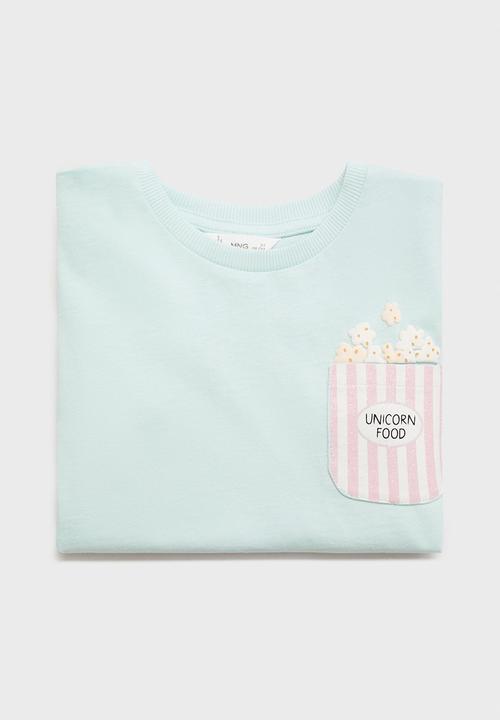 MANGO - T-shirt popcorn - light pastel blue