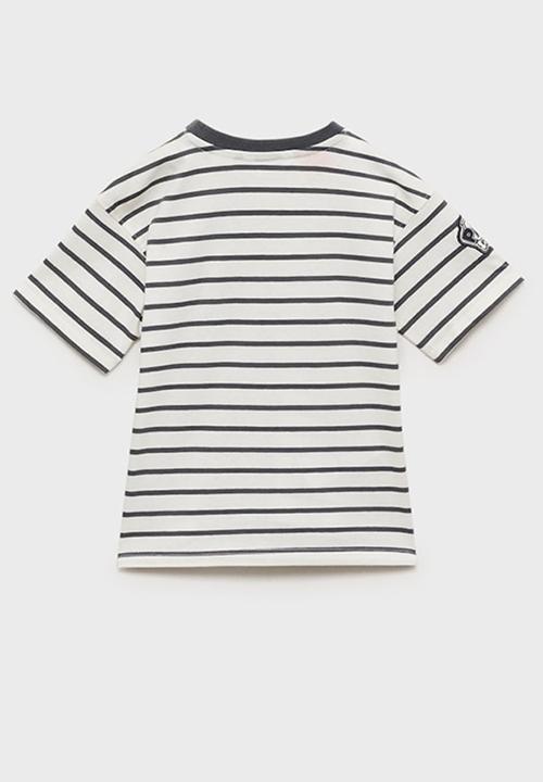 MANGO - T-shirt pawmar - charcoal & white