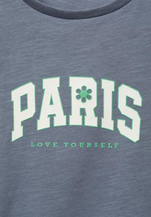 MANGO - T-shirt paris - medium blue