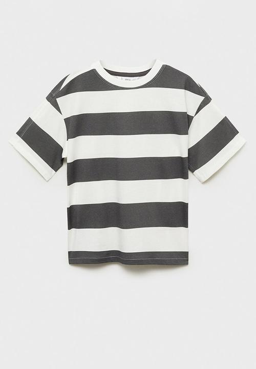 MANGO - T-shirt soder - charcoal & white