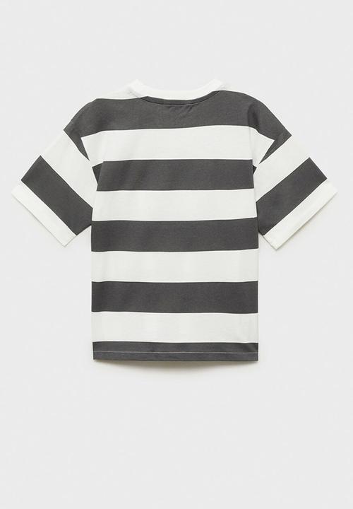 MANGO - T-shirt soder - charcoal & white
