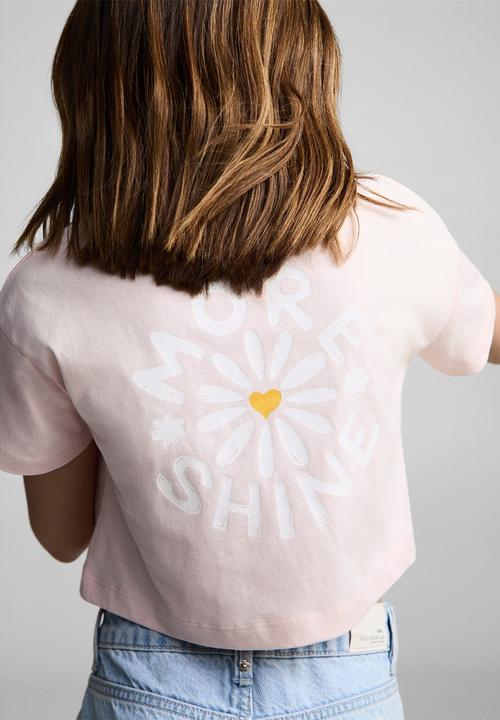 MANGO - T-shirt shine - light pastel pink