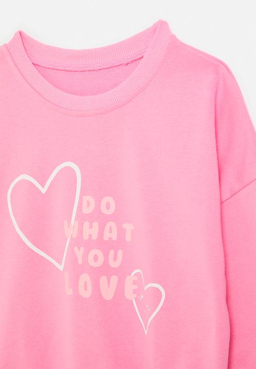 Pop Candy - Heart print sweat top-pink
