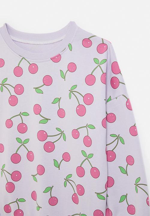 Pop Candy - Cherry print sweat top-lilac