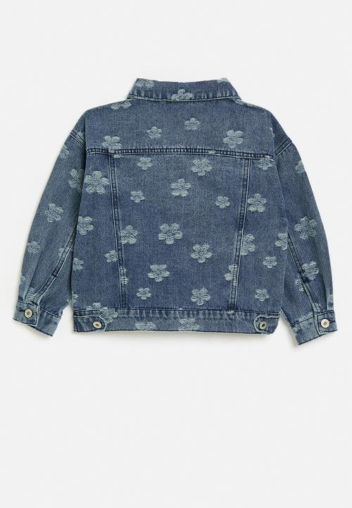 Pop Candy - Floral trucker jacket-blue