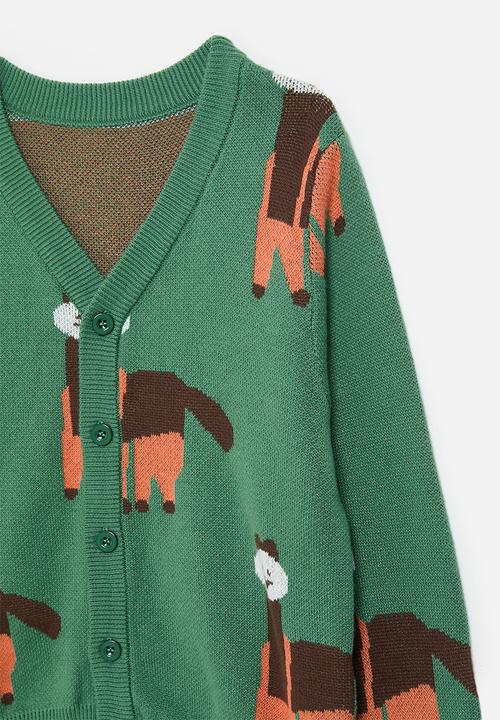 Pop Candy - Printed button down cardigan - green