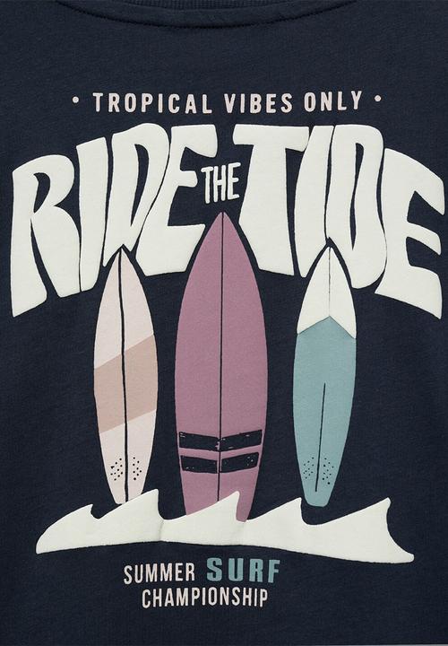 MANGO - T-shirt ridetide - navy