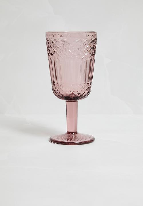 Excellent Houseware - Embossed wine glass set of 4 - blush