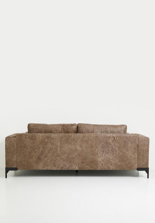 Sixth Floor - Pablo 3 seater genuine leather sofa - Stone