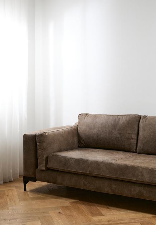Sixth Floor - Pablo 3 seater genuine leather sofa - Stone