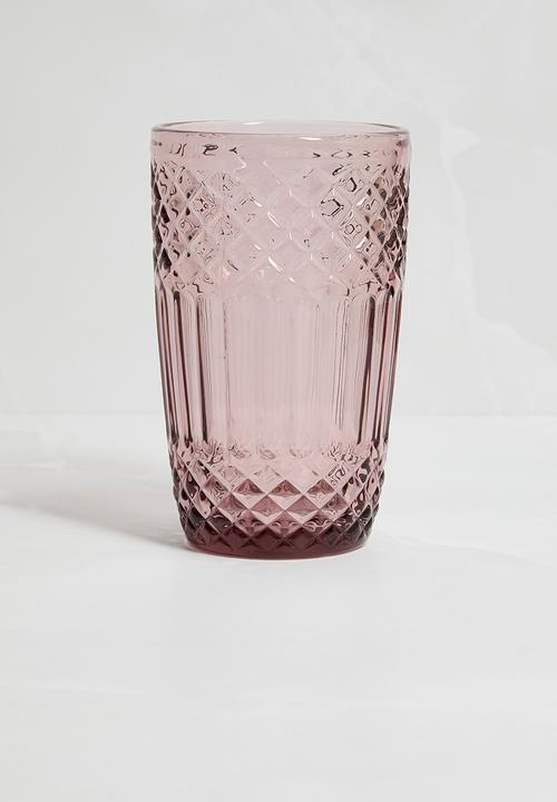 Excellent Houseware - Drinking glass pink colour - set of 6