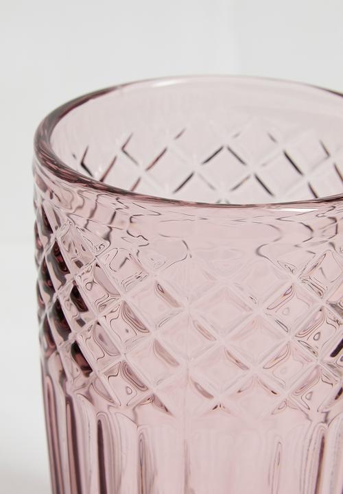 Excellent Houseware - Drinking glass pink colour - set of 6