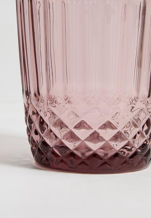 Excellent Houseware - Drinking glass pink colour - set of 6
