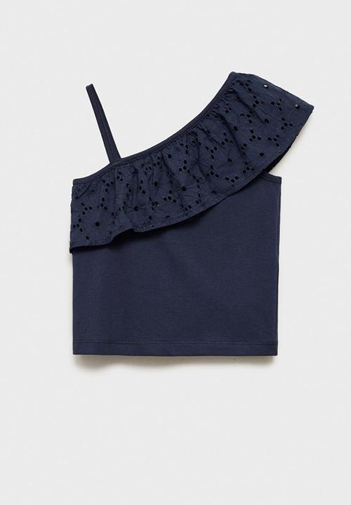 MANGO - T-shirt volanti - navy