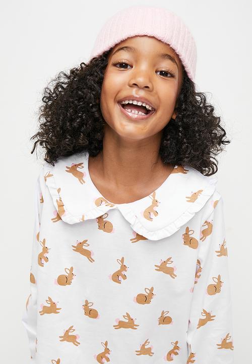 Pop Candy - Bunny Peter pan shirt & legging set - pink & white