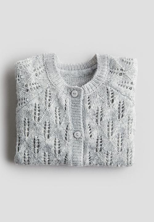 H&M - Pointelle-knit cardigan - light grey
