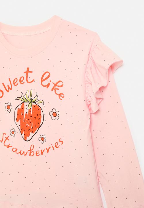 Pop Candy - Printed frilled tee - pink