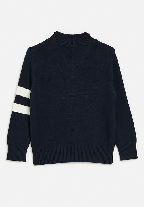 Pop Candy - Zip thru bomber jacket - navy & white