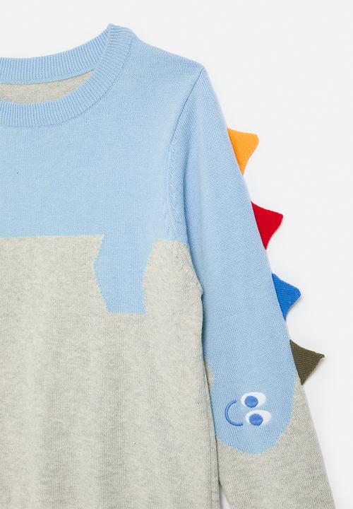 Pop Candy - Crew neck jersey-light blue & grey