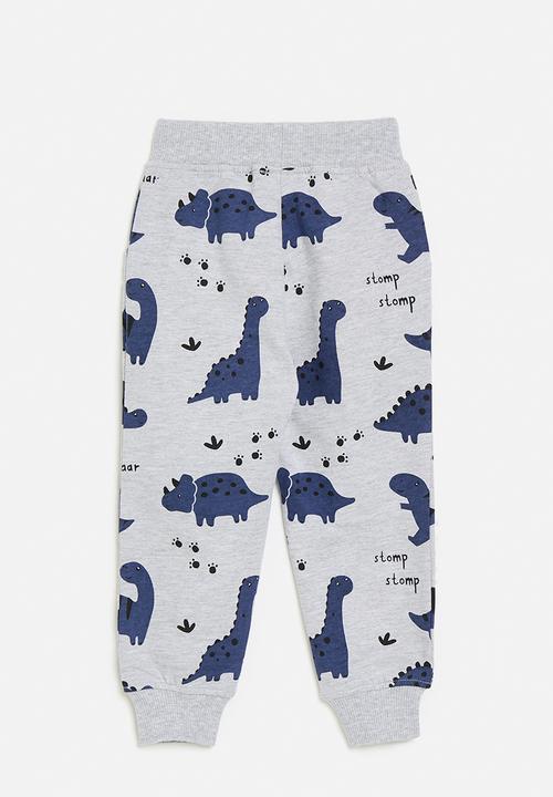 Pop Candy - Dino print jogger-grey & blue