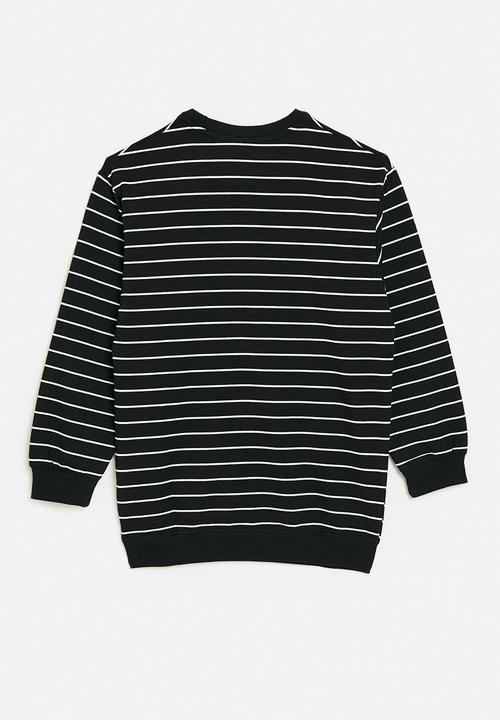 Pop Candy - Striped sweat top-black & white