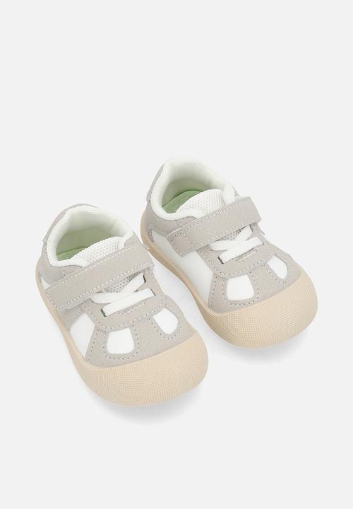 Pop Candy - Lace & adjustable fastener sneakers - grey & white