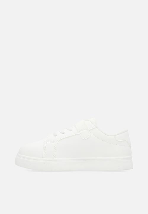 Pop Candy - Applique lace & adjustable strap fastener sneakers - white