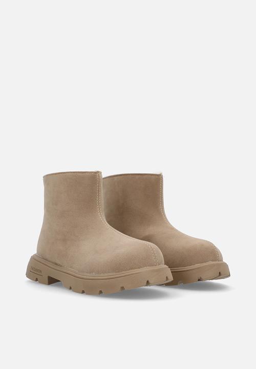 Pop Candy - Faux suede ankle boots - beige