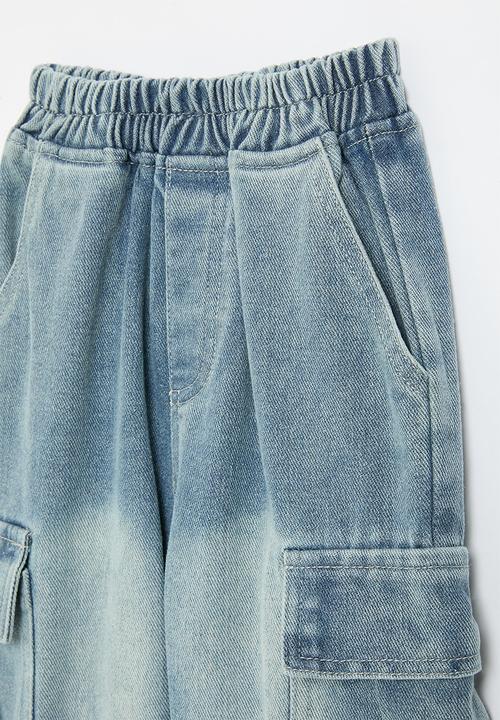 Pop Candy - Denim utility jogger-stone wash