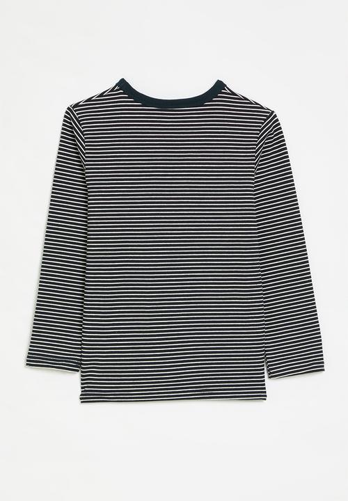 Pop Candy - Long sleeve striped tee- navy & white