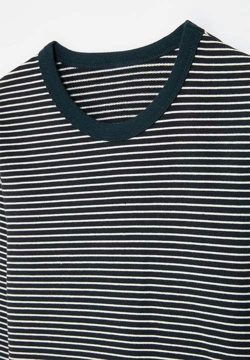 Pop Candy - Long sleeve striped tee- navy & white