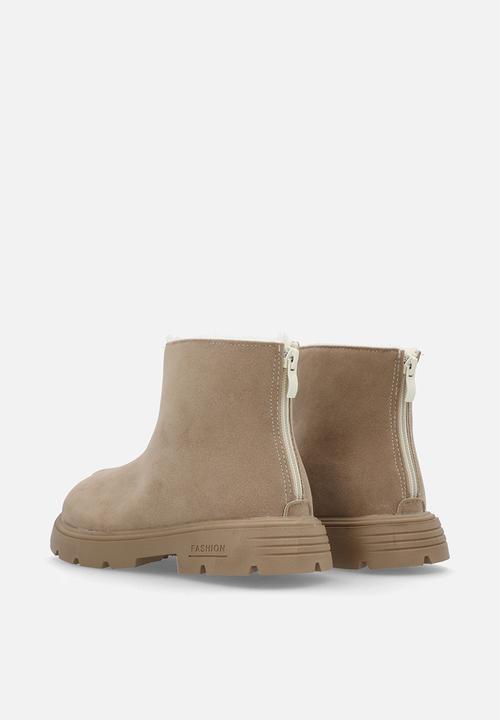 Pop Candy - Faux suede ankle boots - beige