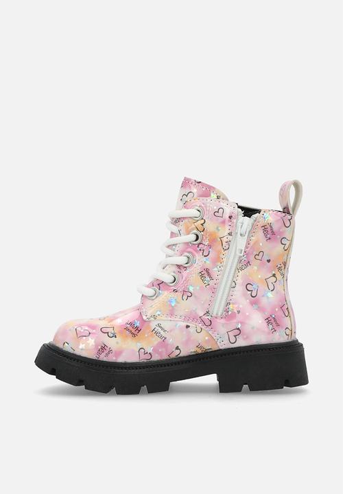 Pop Candy - Printed lace up boots - pink