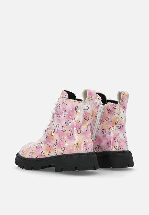 Pop Candy - Printed lace up boots - pink