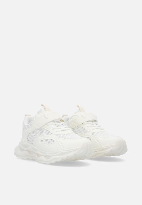 Pop Candy - Lace & adjustable strap fastener sneakers-white