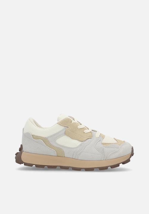 Pop Candy - Lace up sneakers - beige & grey