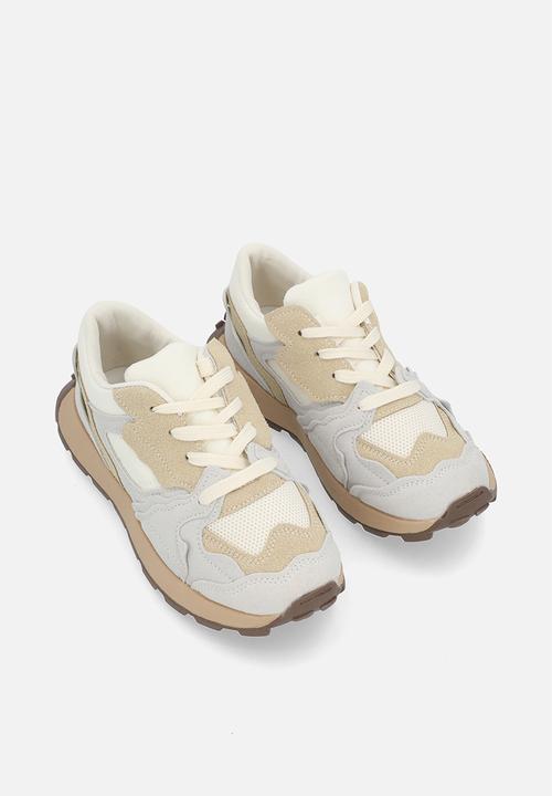 Pop Candy - Lace up sneakers - beige & grey
