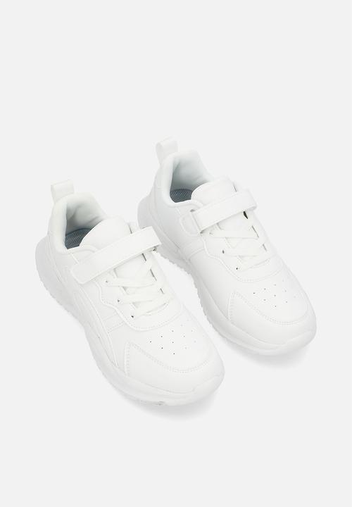 Pop Candy - Lace & adjustable strap fastener sneakers-white