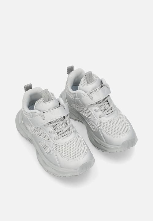 Pop Candy - Lace & adjustable fastener strap sneakers-grey