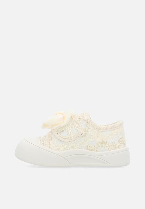 Pop Candy - Textured sneakers with bow feature - cream