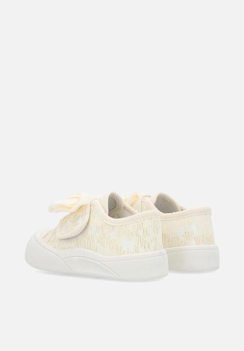 Pop Candy - Textured sneakers with bow feature - cream
