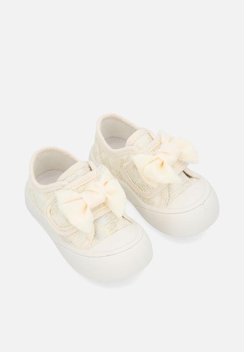 Pop Candy - Textured sneakers with bow feature - cream
