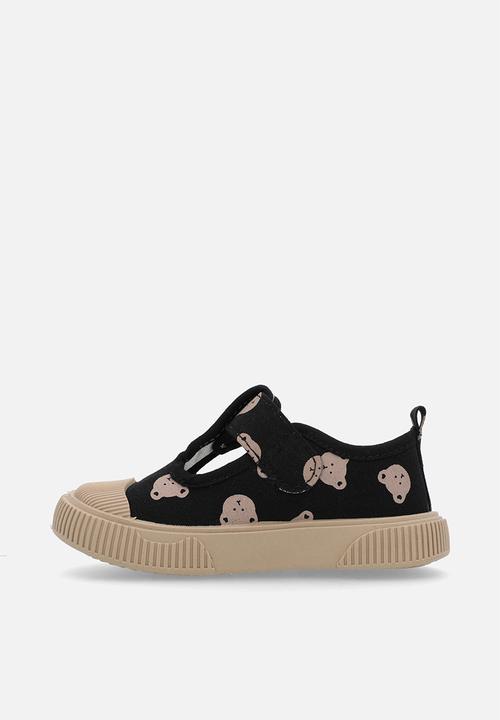 Pop Candy - Printed t-bar sneakers-black  & ecru