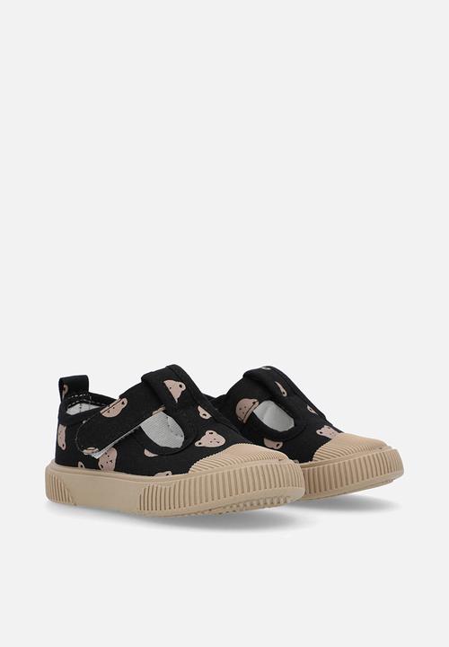 Pop Candy - Printed t-bar sneakers-black  & ecru