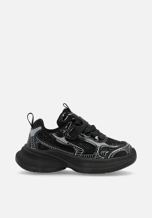 Pop Candy - Lace & adjustable fastener sneakers - black
