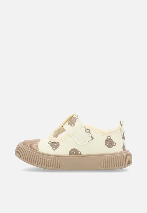 Pop Candy - Printed t-bar sneakers - ecru/bear aop