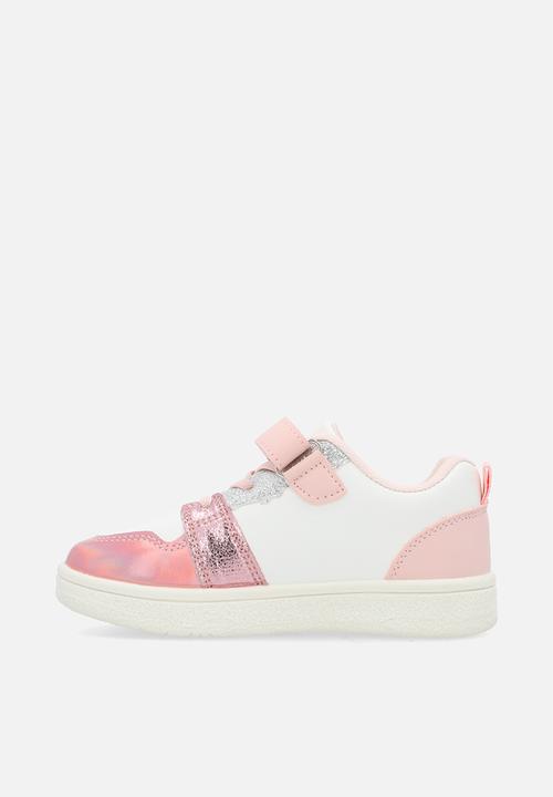Pop Candy - Mettalic lace & adjustable fasteners sneakers - pink & white