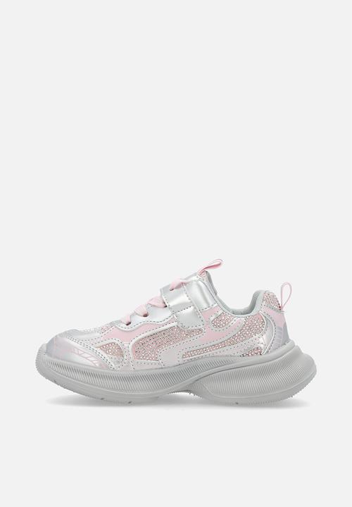Pop Candy - Lace & adjustable strap sneakers-pink & grey
