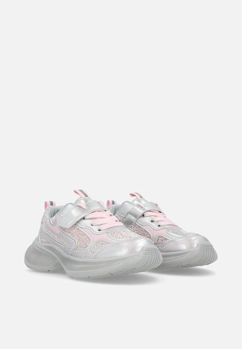 Pop Candy - Lace & adjustable strap sneakers-pink & grey
