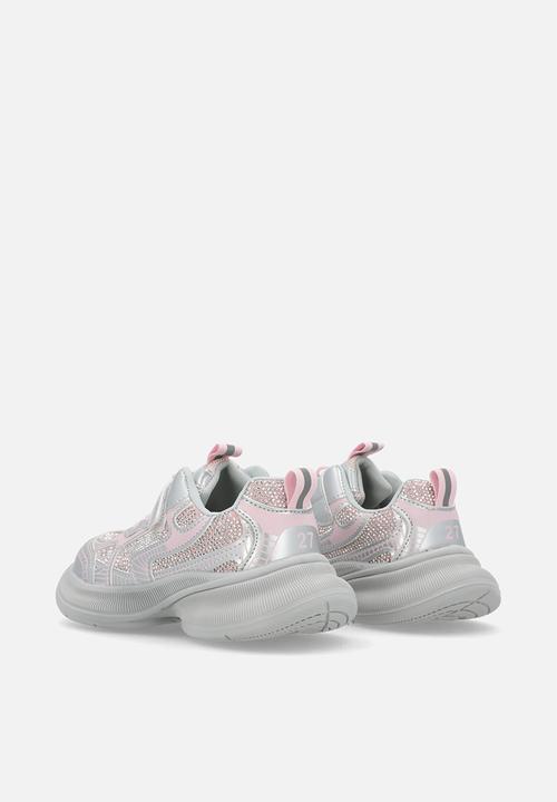 Pop Candy - Lace & adjustable strap sneakers-pink & grey